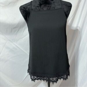 IZ BYER Black Square Neck Spaghetti Strap Top Size XL